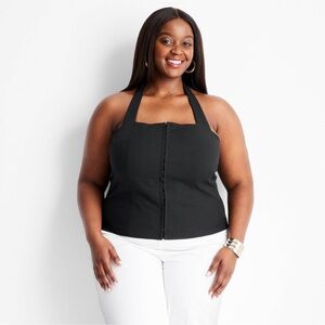 Women's Tie Neck Halter Top - Future Collective with Jenee Naylor Black 2X